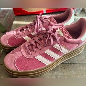 Adidas Womens Size 9 Gazelle Bold Gum Velvet Pink Platform Casual Sneake…